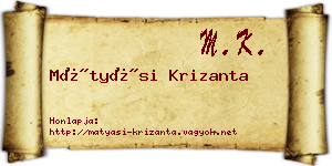 Mátyási Krizanta névjegykártya